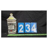 VINTAGE LACTUCA SATIVA PAINTED APOTHECARY JAR