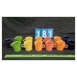 13 FIESTA WARE COFFEE MUGS