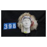 SENECA INDIAN BEADED HEAD DRESS WITH FEATHERS