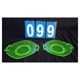 2 URANIUM GLASS PLATES