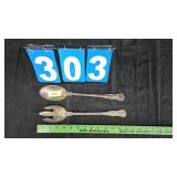 2 LARGE SHEFFIELD SILVERPLATE SERVING SPOONS
