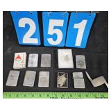 GROUP LOT ZIPPO LIGHTERS, MONEY CLIP & PIN