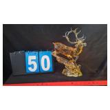 AMBER COLORED LEAPING LIGHTED DEER STATUE