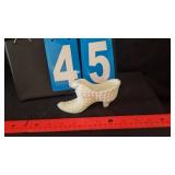 WHITE HOBNAIL FENTON GLASS SHOE