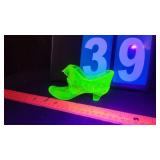 URANIUM GLASS FENTON GLASS SHOE
