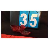 RED FENTON GLASS SHOE