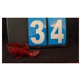 RED FENTON GLASS SHOE