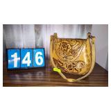 HAND TOOLED LEATHER PURSE