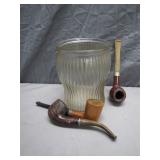 Vintage Pipes & Glass Tabacco Jar