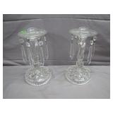 Antique Crystal Prism Candle Holder Lamps
