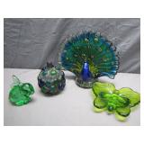 Blue/Green Glass Figurine Lot