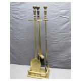 Gold Colored Metal Fire Place Set