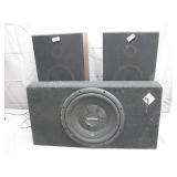 2 Older Sony Speakers & Rockford Fosgate Amp