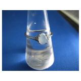 Sterling Silver Opal & Cubic Zirconia Ring: Size 8