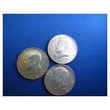 3 1968 'D' U.S. Silver Kennedy Half Dollars