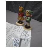 2 Small Germn Hummels & 25th Anniversary Pin