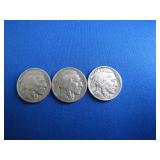3 U.S. Buffalo Indian Head Nickels 1935-37