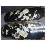 2 Orinetal Black Laquer & Abalone Wall Art Panels