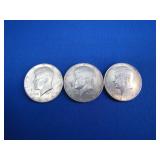 Three 1965 U.S. Kennedy Half Dollars