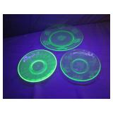 Lot of 3 Uranuim Glass Plates