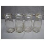 4 Vintage Glass Milk Bottles