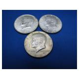 3 1967 U.S. Silver Kennedy Half Dollars