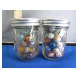 2 Jars of Vintage Slag Glass Marbles