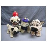 Lot of 4 Cute Pug Stuffed Animals