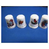 1980's Set of 4 Avon Porcelain Christmas Thimballs