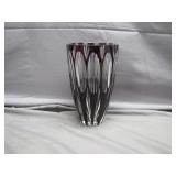 Stunning Ruby Cut to Clear Crystal Vase