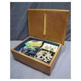 Vintage Jewelry Box w/ Costume Jewelry