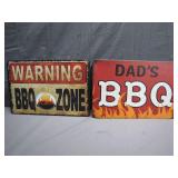 2 Retro Tin BBQ Themed Signs