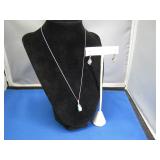 Sterling & Jade Necklace and Earrings