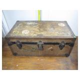Antique Travel Trunk w/ Port-o-call Stickers