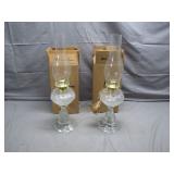 Pair of New Electric Oil Lamps w/ Chimneys