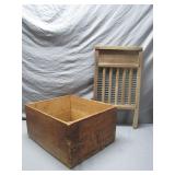 Vintage Washboard & Corn Starch Wooden Crate