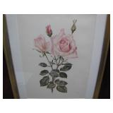 Antique Solid Mohogany Framed Roses Print