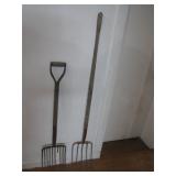 2 Old Primitive Farming Pitchforks