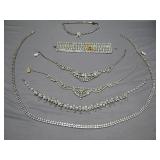 Vntg Rhinestone Jewelry & Silverplate Dining Items
