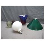 Glass Lamp Shade, Art Glass Piece & Insulators