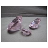 Sorelle 3 Pc Pink Crystal Glass Paperweights