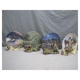Set of Four Decorative Wolf Plates