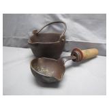 Antique Cast Iron Melting Pot w/ Ladle
