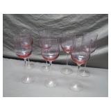 Vintage Set of Pink Etched Wine Glasses