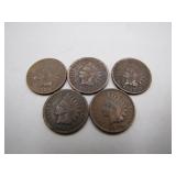 Lot of 5 Indian Head Pennies - 1895-1899
