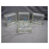 4 Vintage Glass 8" Square Blocks one Chipped