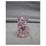 Pink Fenton Glass Cat, Handpainted & Signed