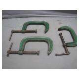 Set of 3 Green C clamps 2 - 5" 1-4"