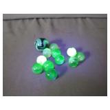 12 Uranium Glass Marbles, 1 is a Shooter
