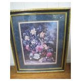 Vintage Framed Double Matted Floral Art Print